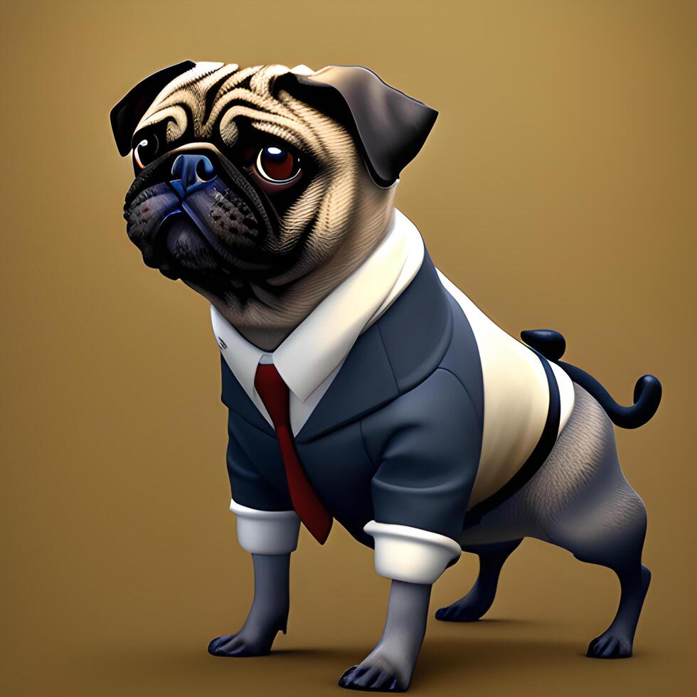 ai gerado cachorro pug negócio homem foto