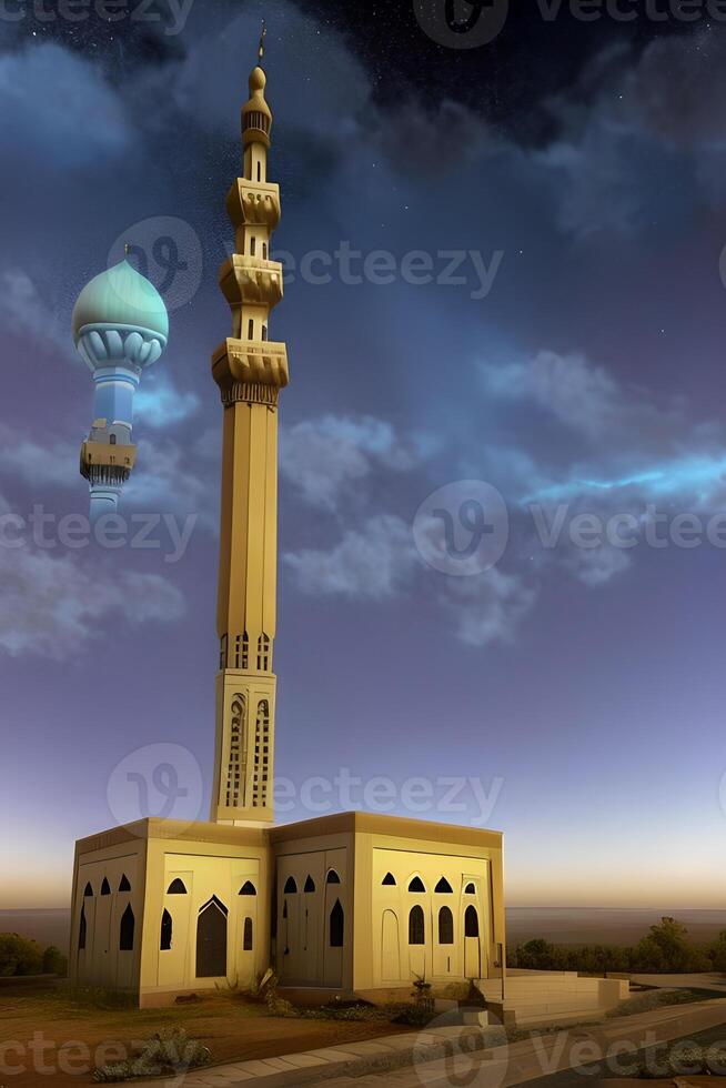 ai gerado islâmico Rezar mesquita árabe, eid Mubarak foto