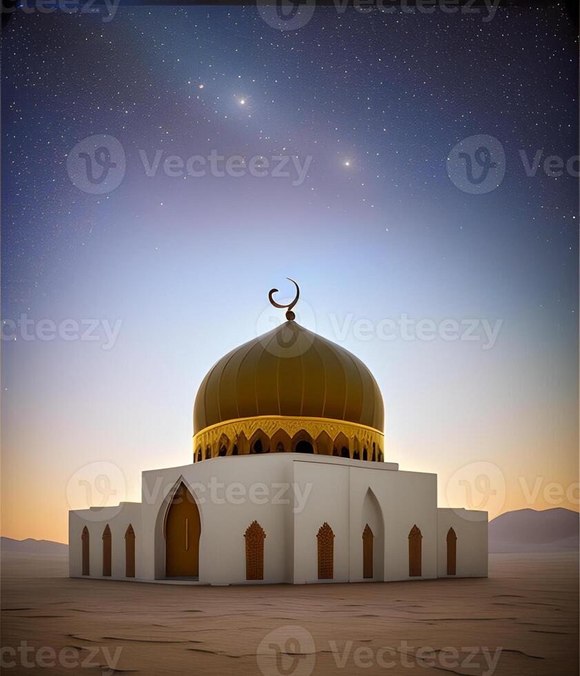 ai gerado islâmico Rezar mesquita árabe, eid Mubarak foto