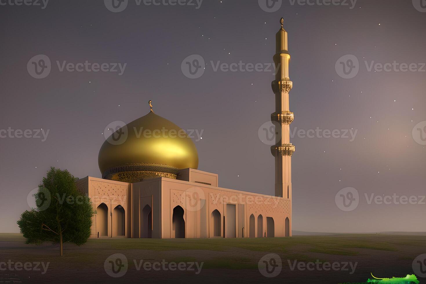 ai gerado islâmico Rezar mesquita árabe, eid Mubarak foto