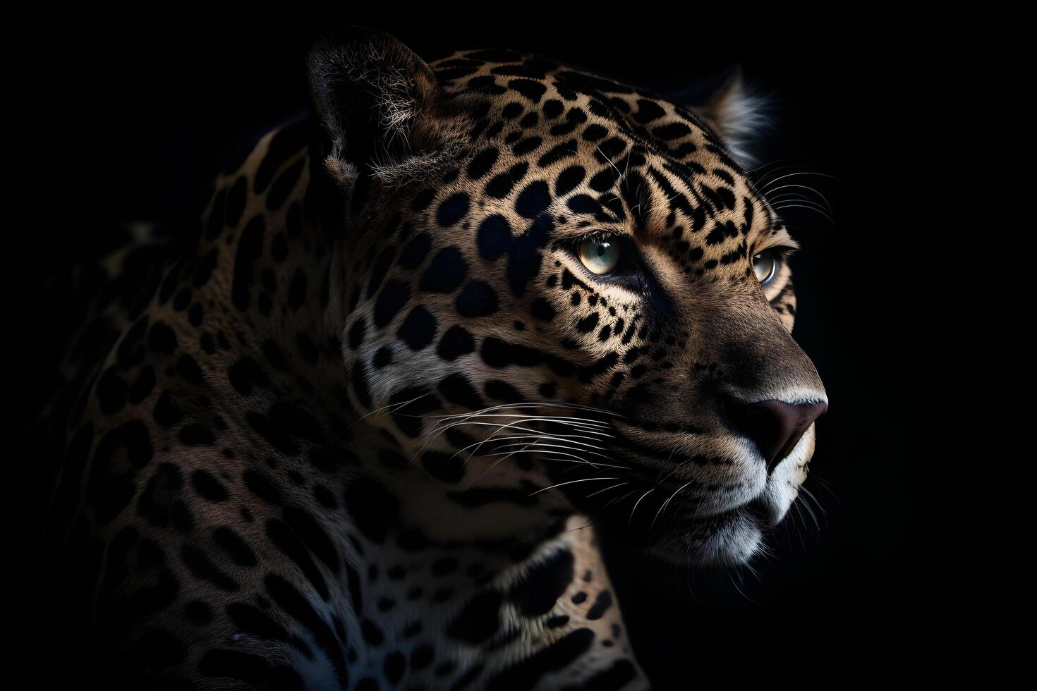 leopardo em Sombrio fundo. ai generativo foto