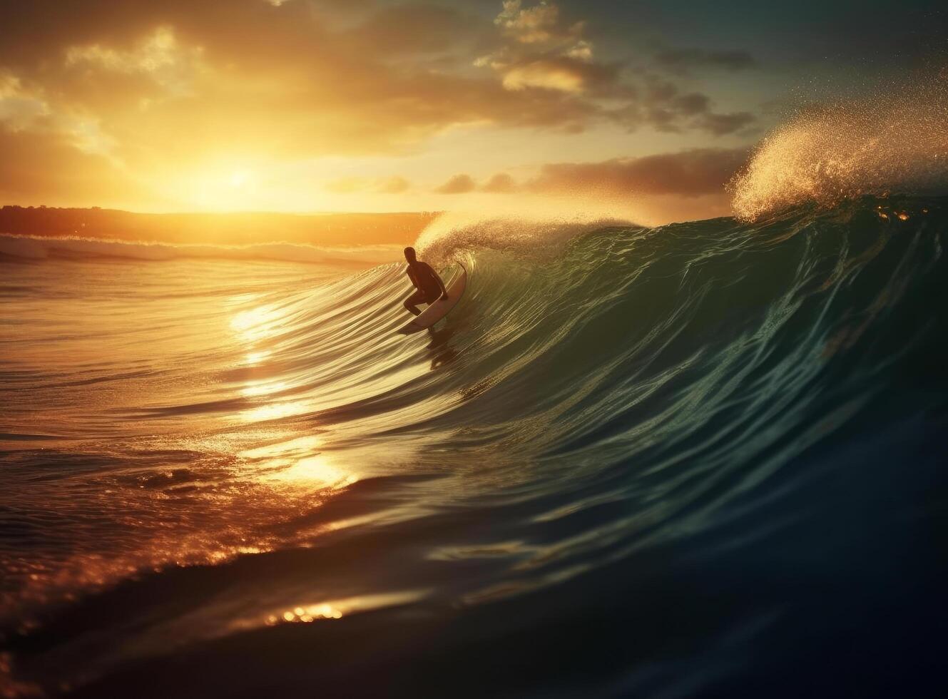 surfista dentro oceano. ilustração ai generativo foto