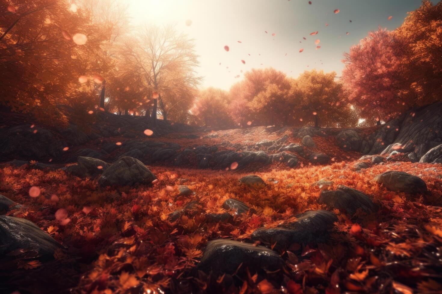 Magia outono outono fundo. ilustração ai generativo foto