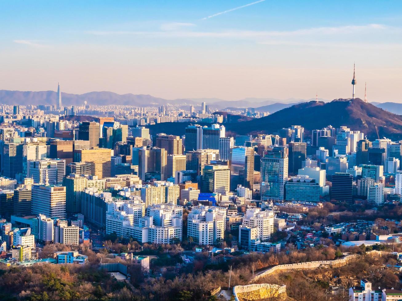 paisagem urbana na cidade de seul, coreia do sul foto