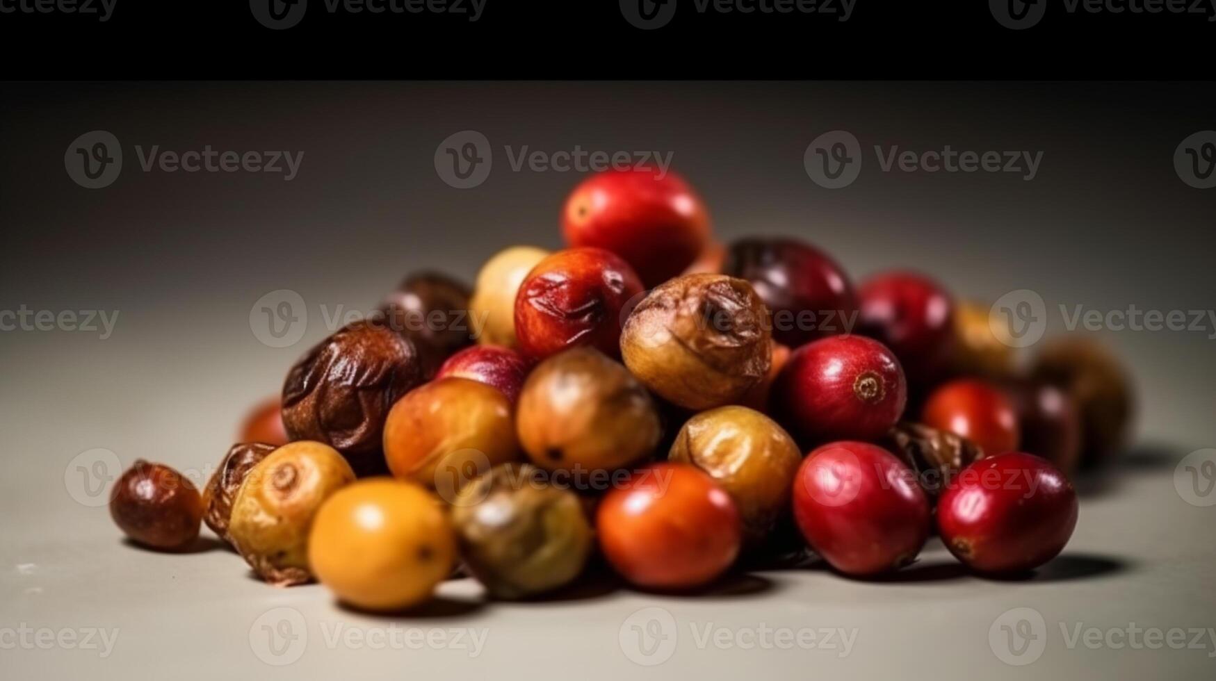 uma ramo do cru café frutas estúdio tiro produtos fotografia e Boa apresentação. foto