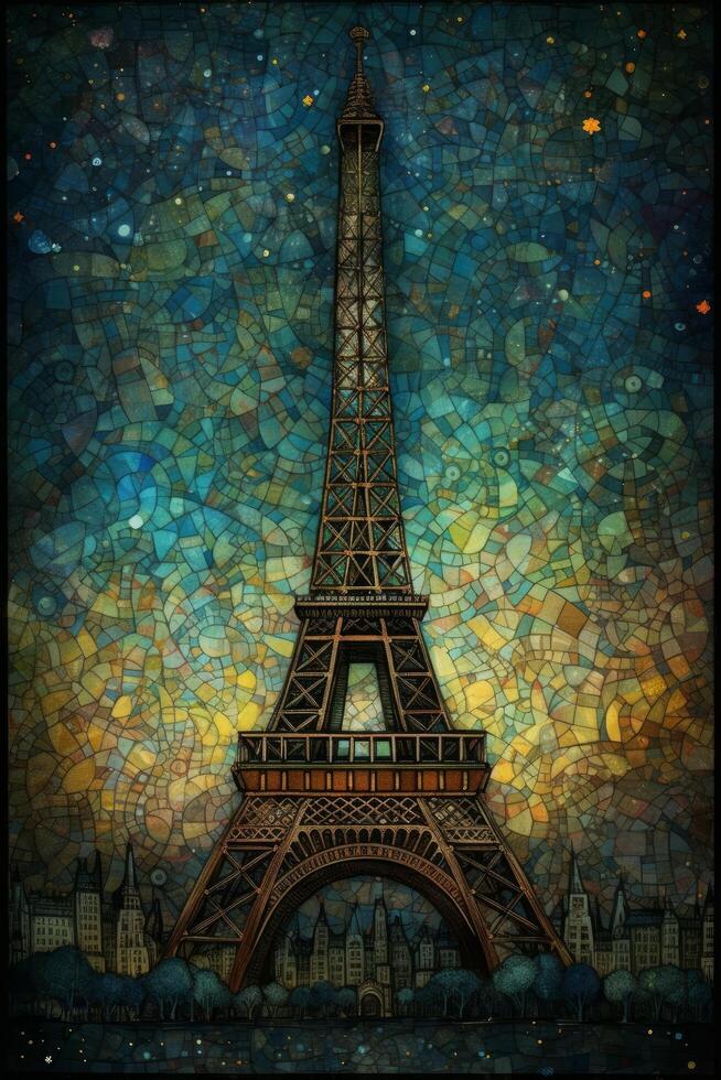 eiffel torre lindo gráfico arte vetor generativo ai foto