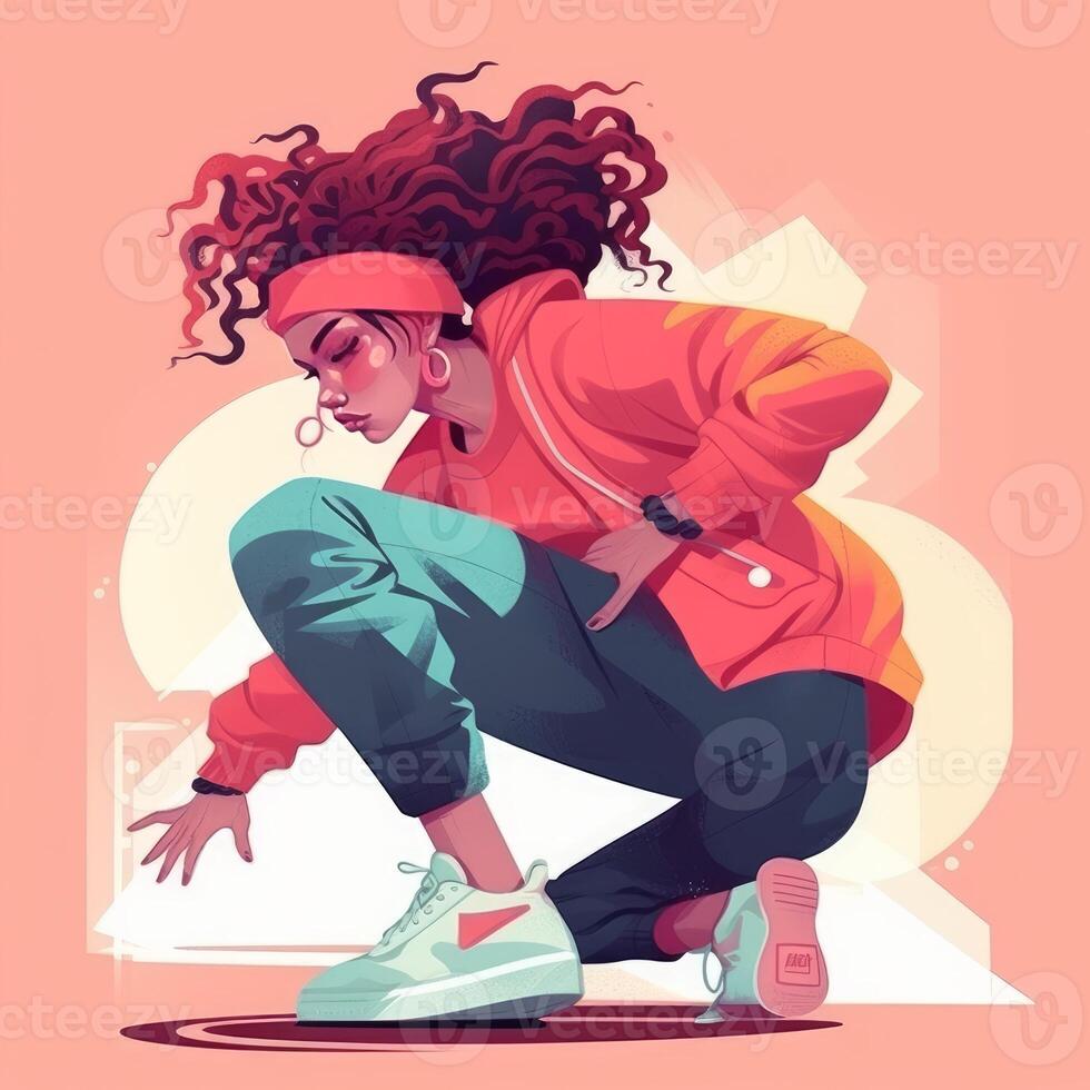 jovem menina pausa dança gráfico ilustração imagem generativo ai foto