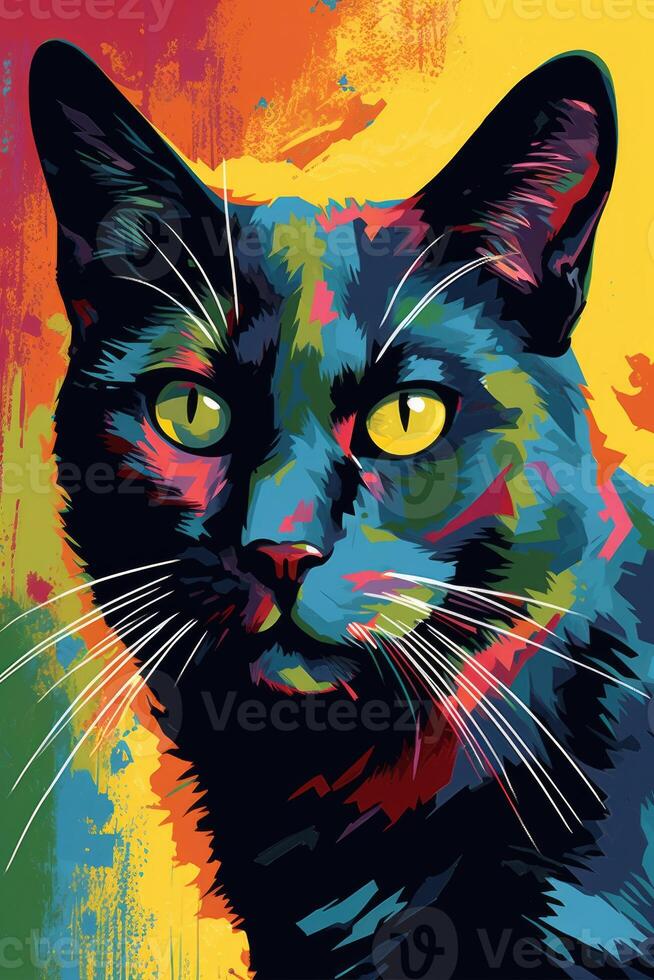 estilizado colorida gráfico ilustração do gato com generativo ai foto