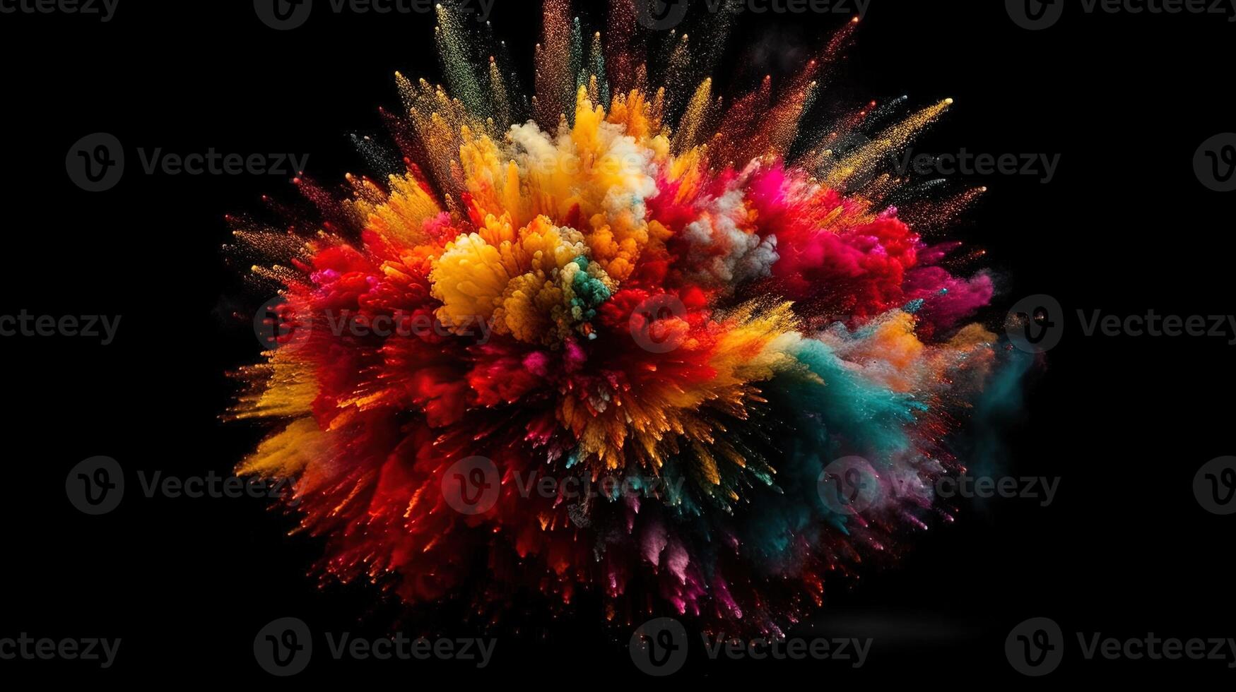 uma colorida explosão em uma Preto fundo. generativo ai foto