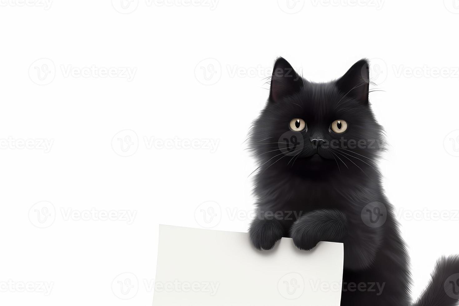 gato segurando em branco papel. gerar ai foto