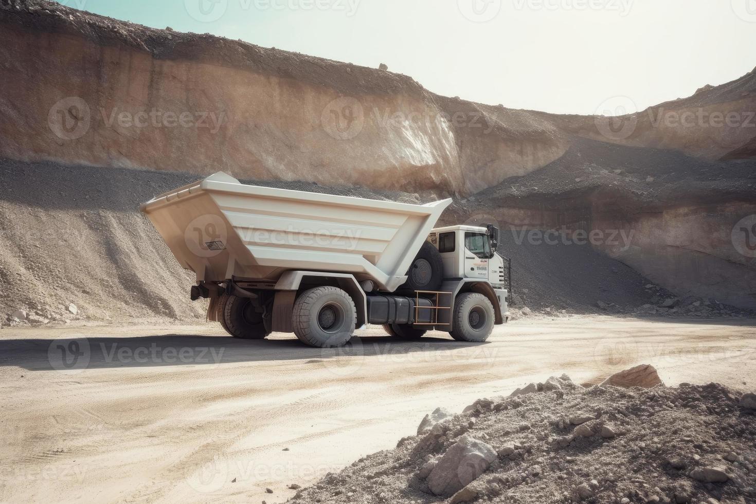 descarregador caminhão pedreira. gerar ai foto