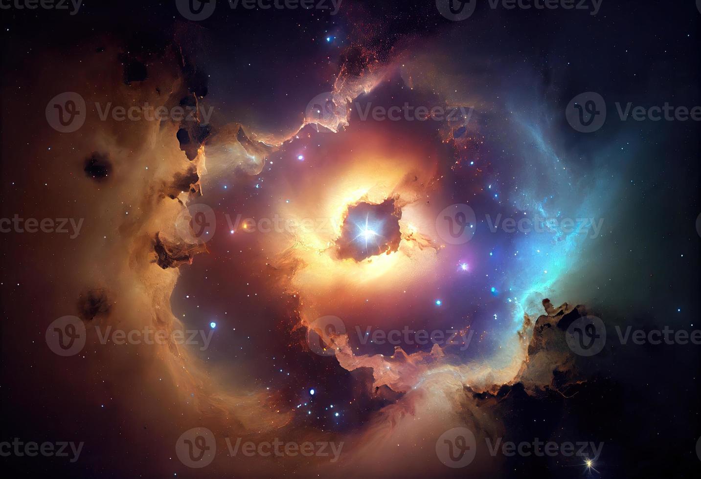 criativo abstrato partículas fundo. espaço nebulosa começar explodido. gerar ai. foto