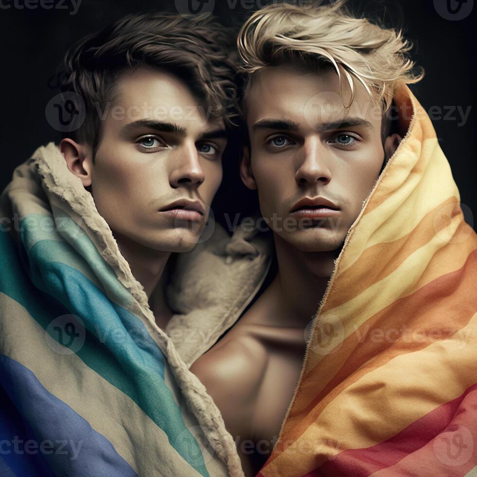 amor lgbtq conceito. jovem homem gay casal lgbtq conceito. generativo ai foto