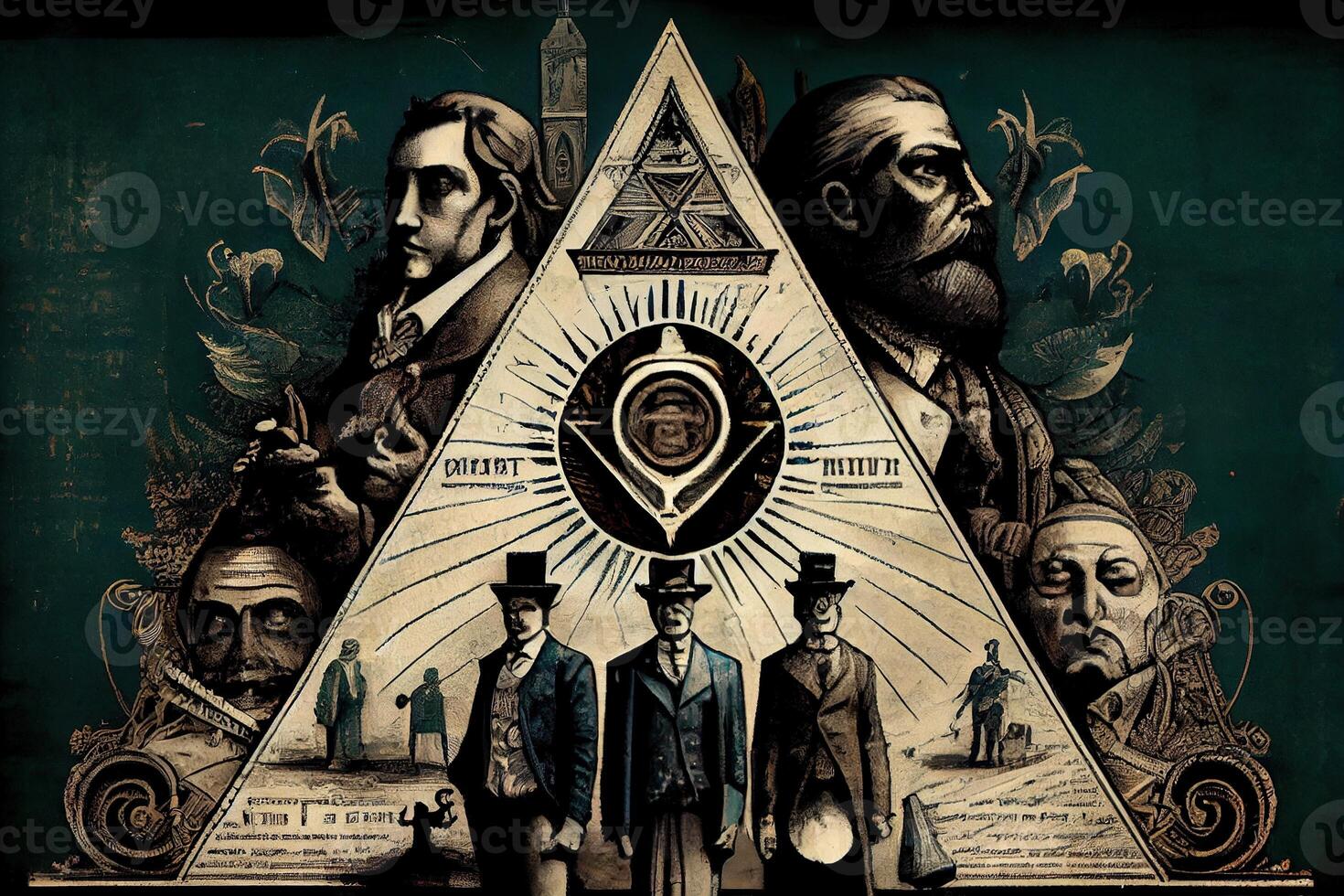 generativo ai ilustração do história e segredos do illuminati conceito foto