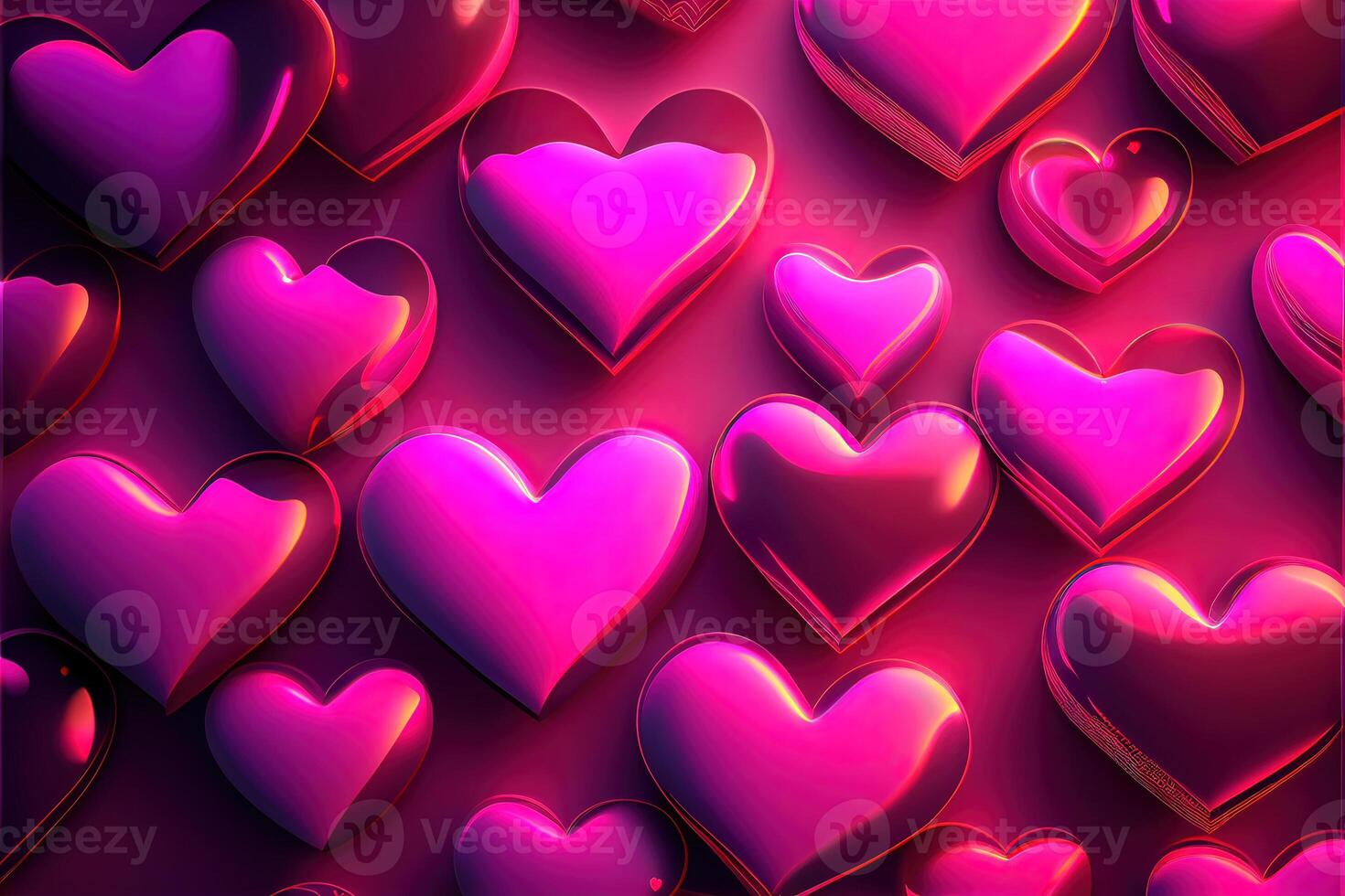 generativo ai ilustração do muitos brilhando corações - Rosa fundo para dia dos namorados dia, amor coração. neural rede gerado arte. digitalmente gerado imagem foto