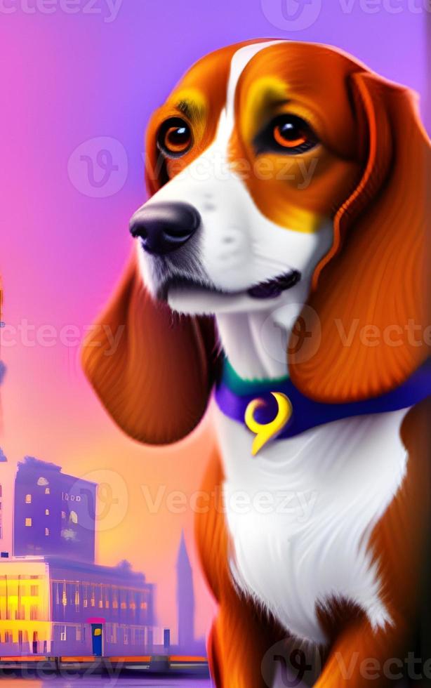 fofa beagle dentro a cidade foto