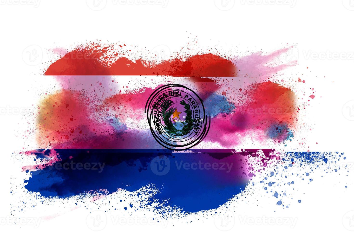 Paraguai aguarela pintado bandeira foto