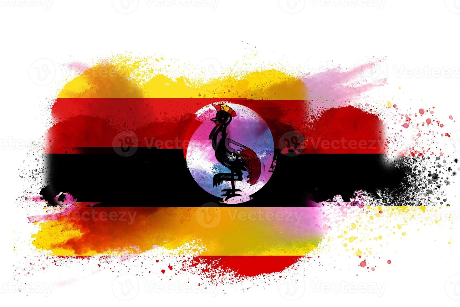 Uganda aguarela pintado bandeira foto