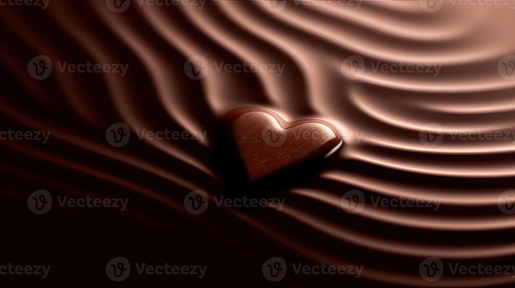 em forma de coração chocolate enterrado dentro líquido chocolate. amor, namorados conceito. generativo ai. foto