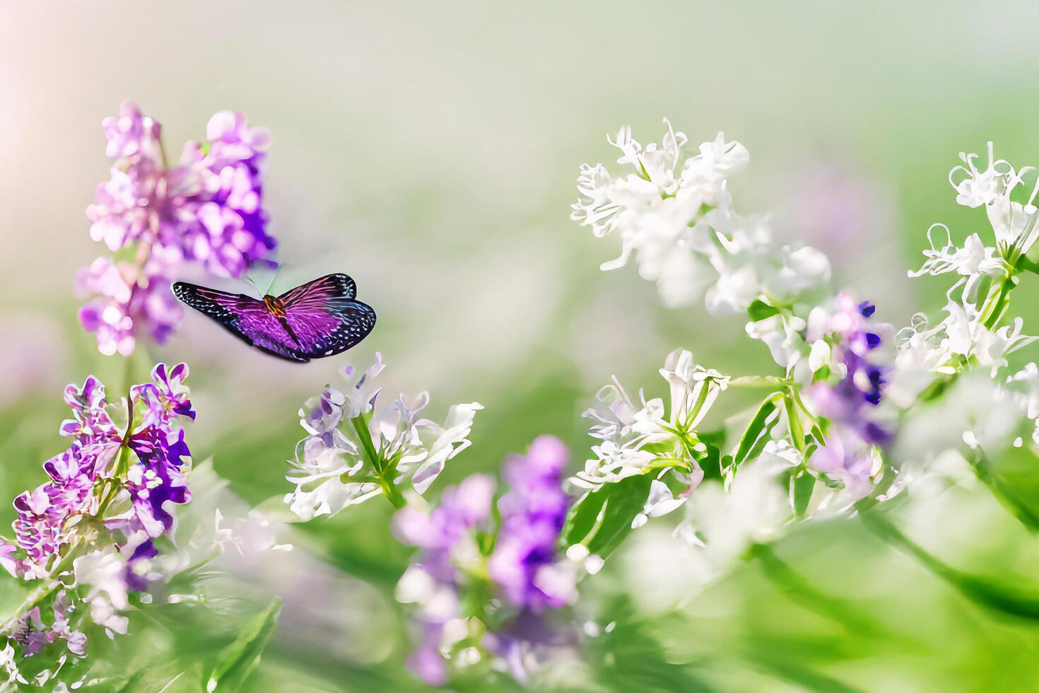 uma lindo borboleta dentro a jardim com ai gerado foto