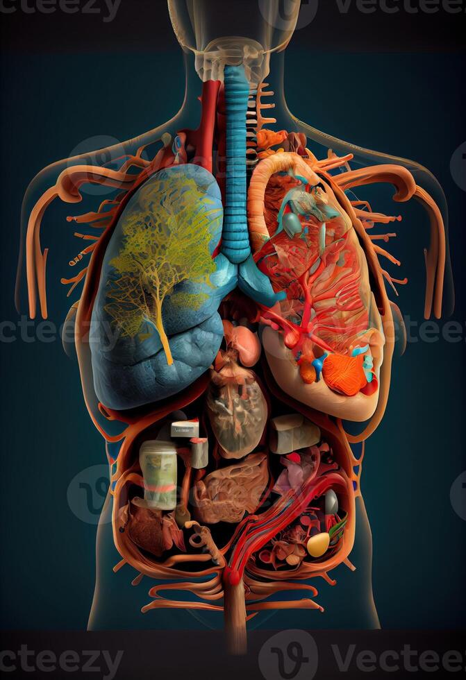 generativo ai ilustração do uma visualmente deslumbrante e intrincado ilustração do a anatomia do vida foto