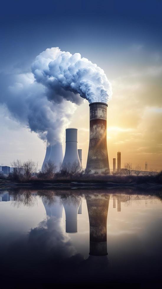 livre foto clima mudança com industrial poluição, gerar ai