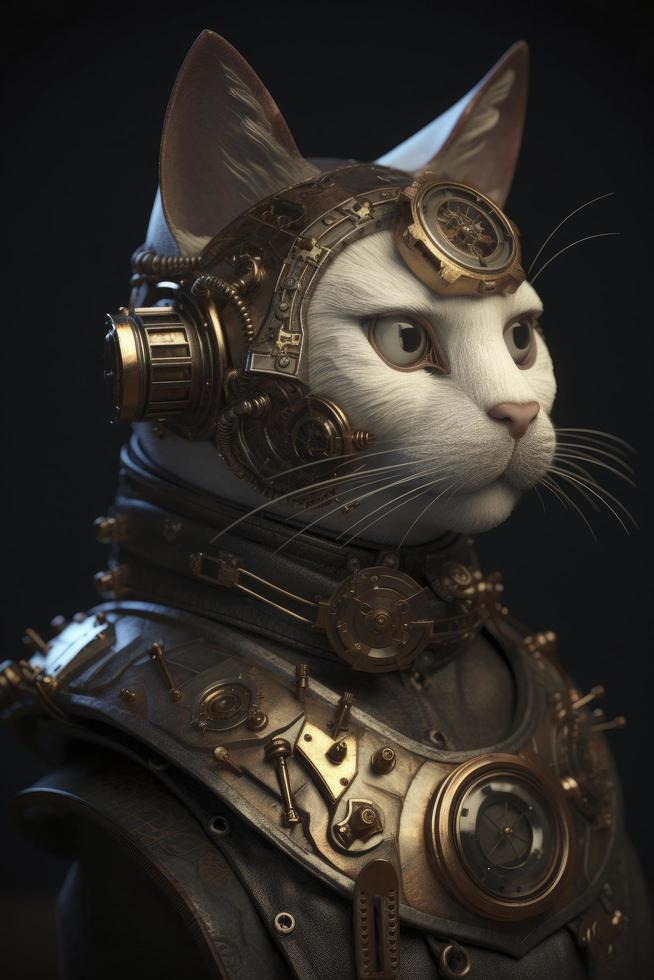 steampunk gato, 3d renderizar, octano renderizar, gerar ai foto