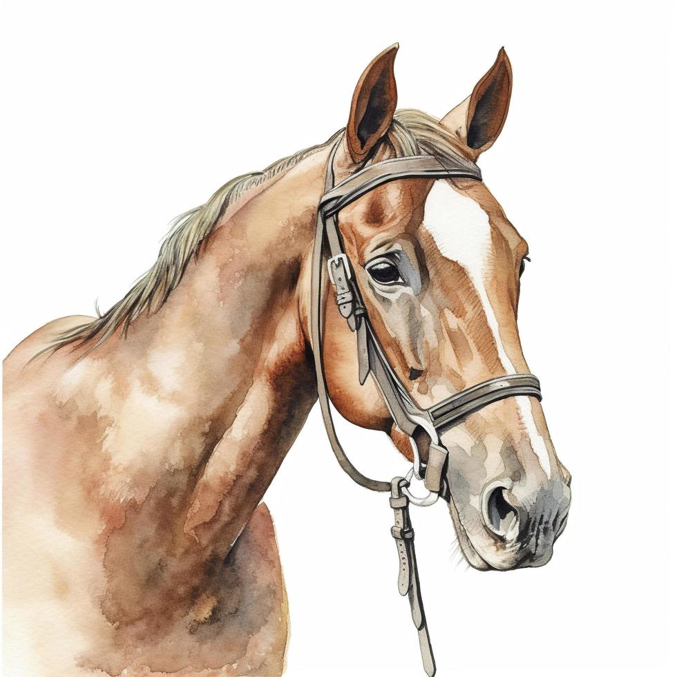 desenhado ilustração do adorável cavalo, grampo arte, digital arte, hd, branco fundo foto