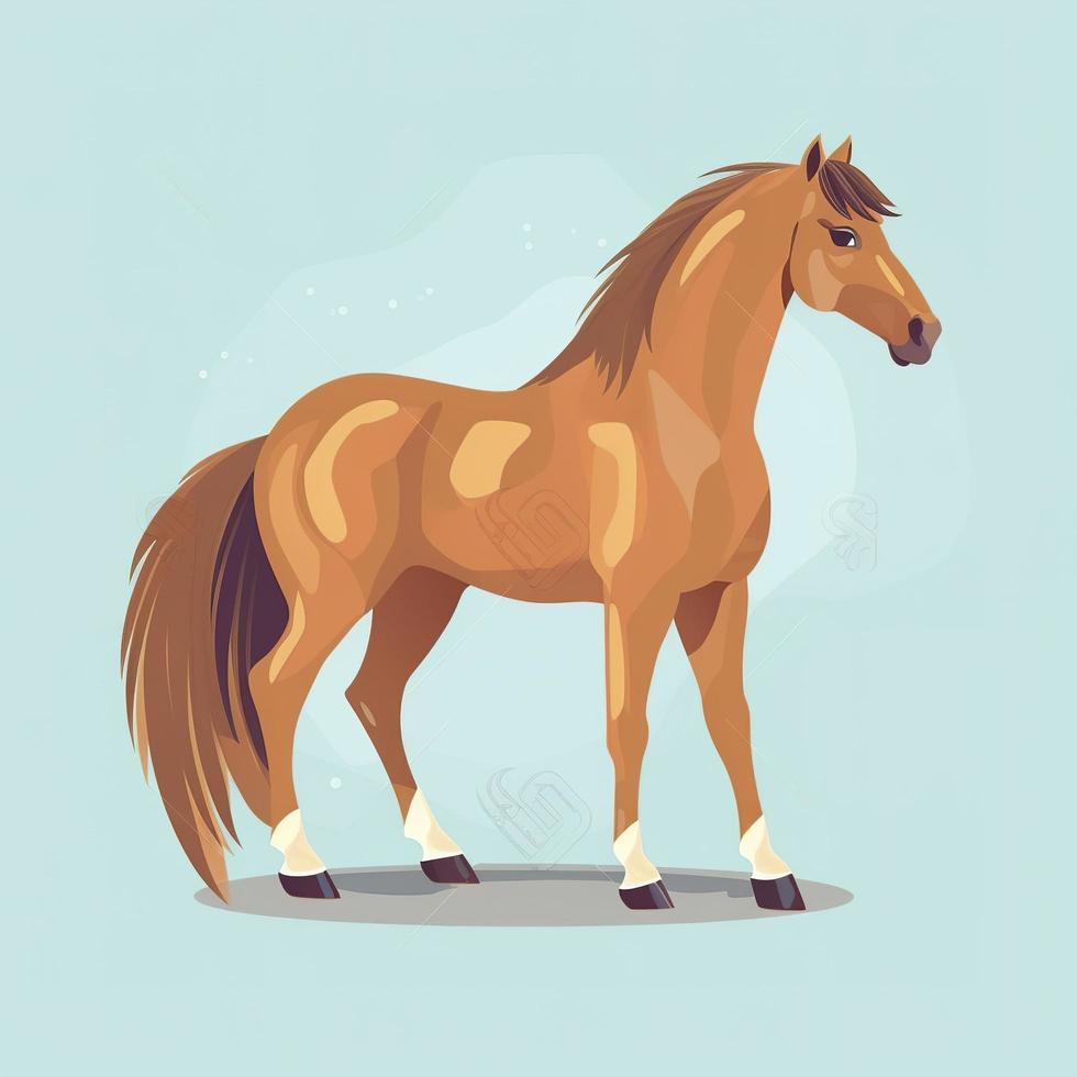 desenhado ilustração do adorável cavalo, grampo arte, digital arte, hd, branco fundo foto