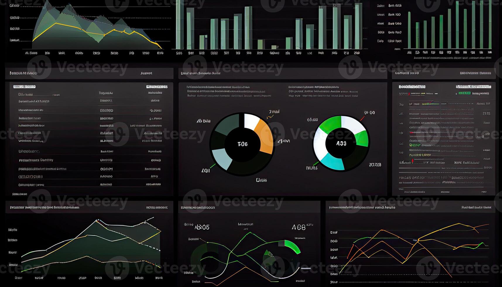 analista trabalhando em o negócio analytics painel de controle gerado ai foto