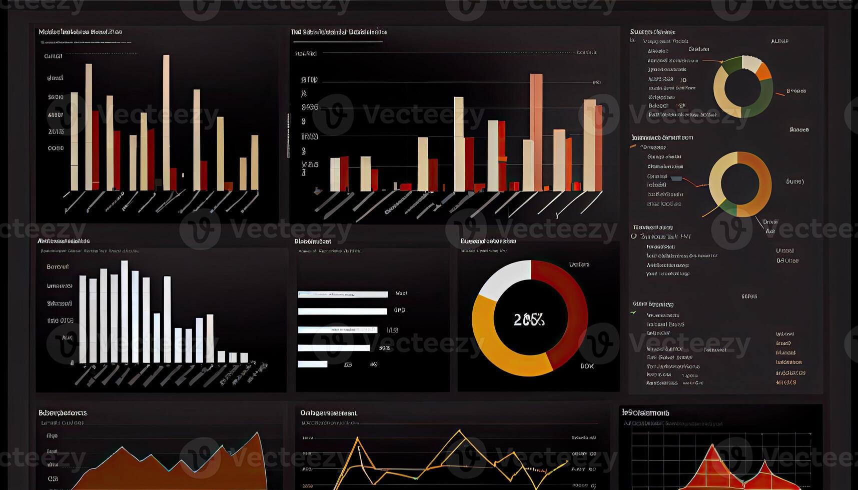 analista trabalhando em o negócio analytics painel de controle gerado ai foto