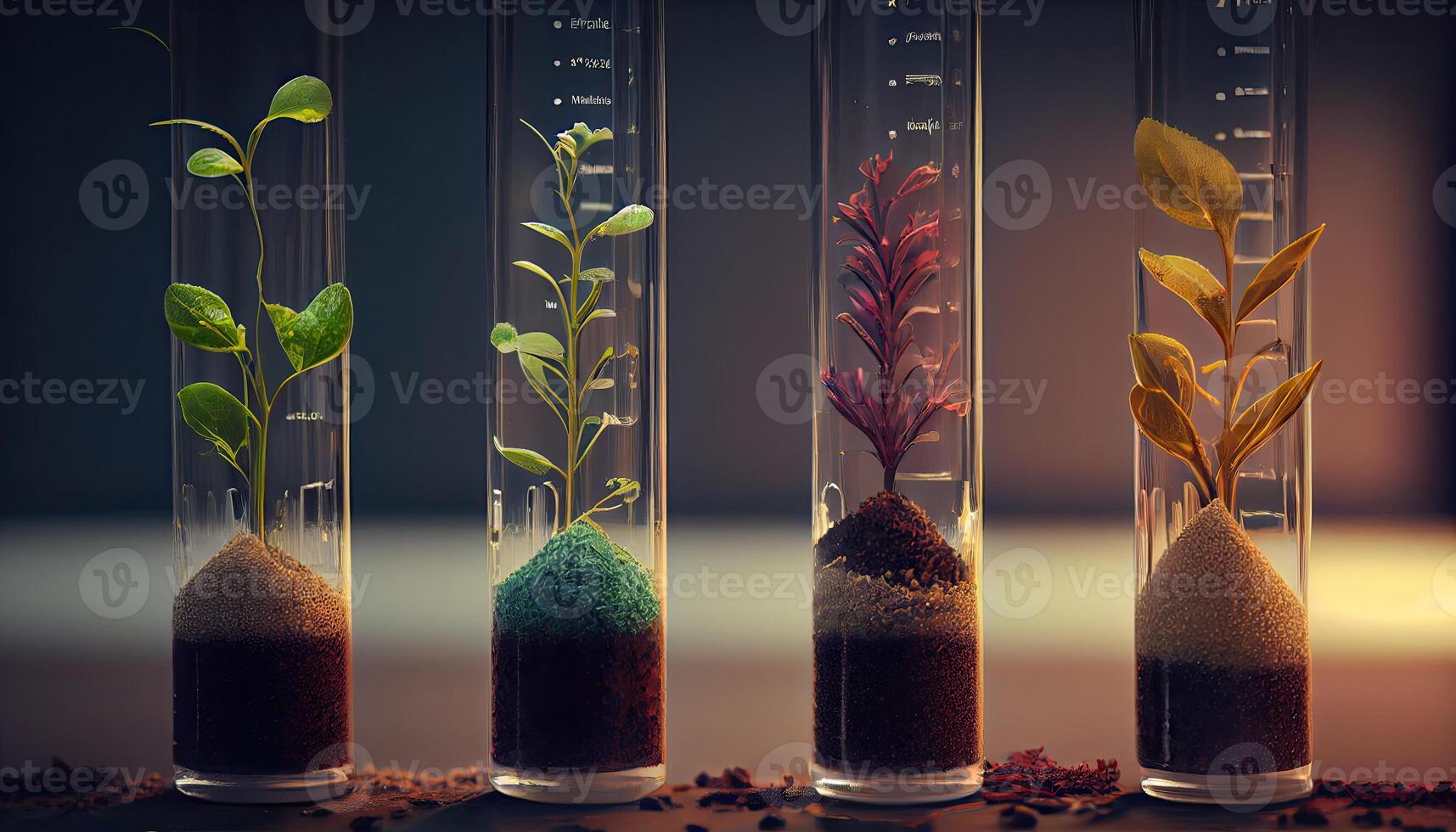 plantar sementes dentro teste tubos para genética pesquisar. laboratório análise do agrícola commodities gerado ai foto