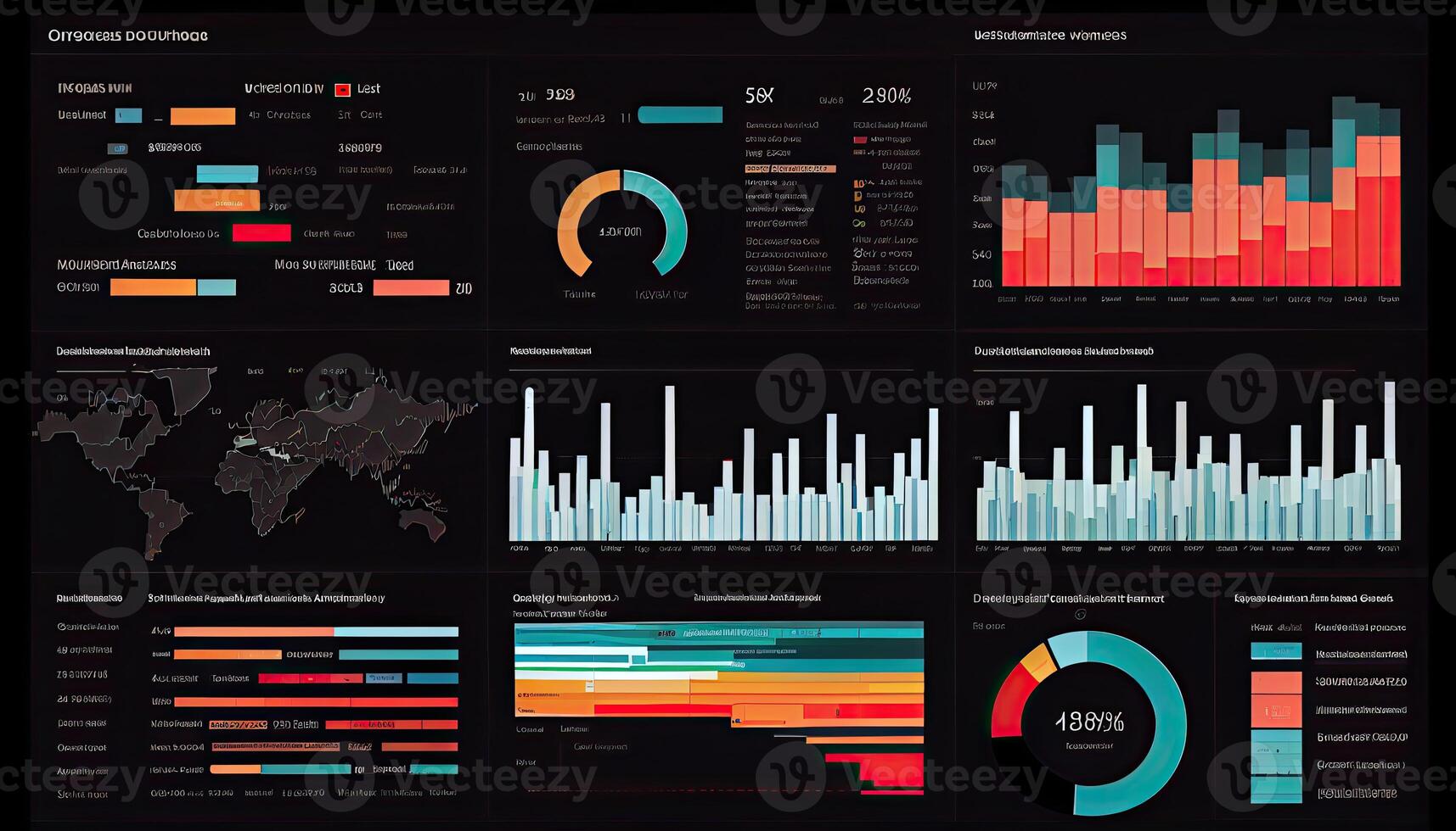 analista trabalhando em o negócio analytics painel de controle gerado ai foto