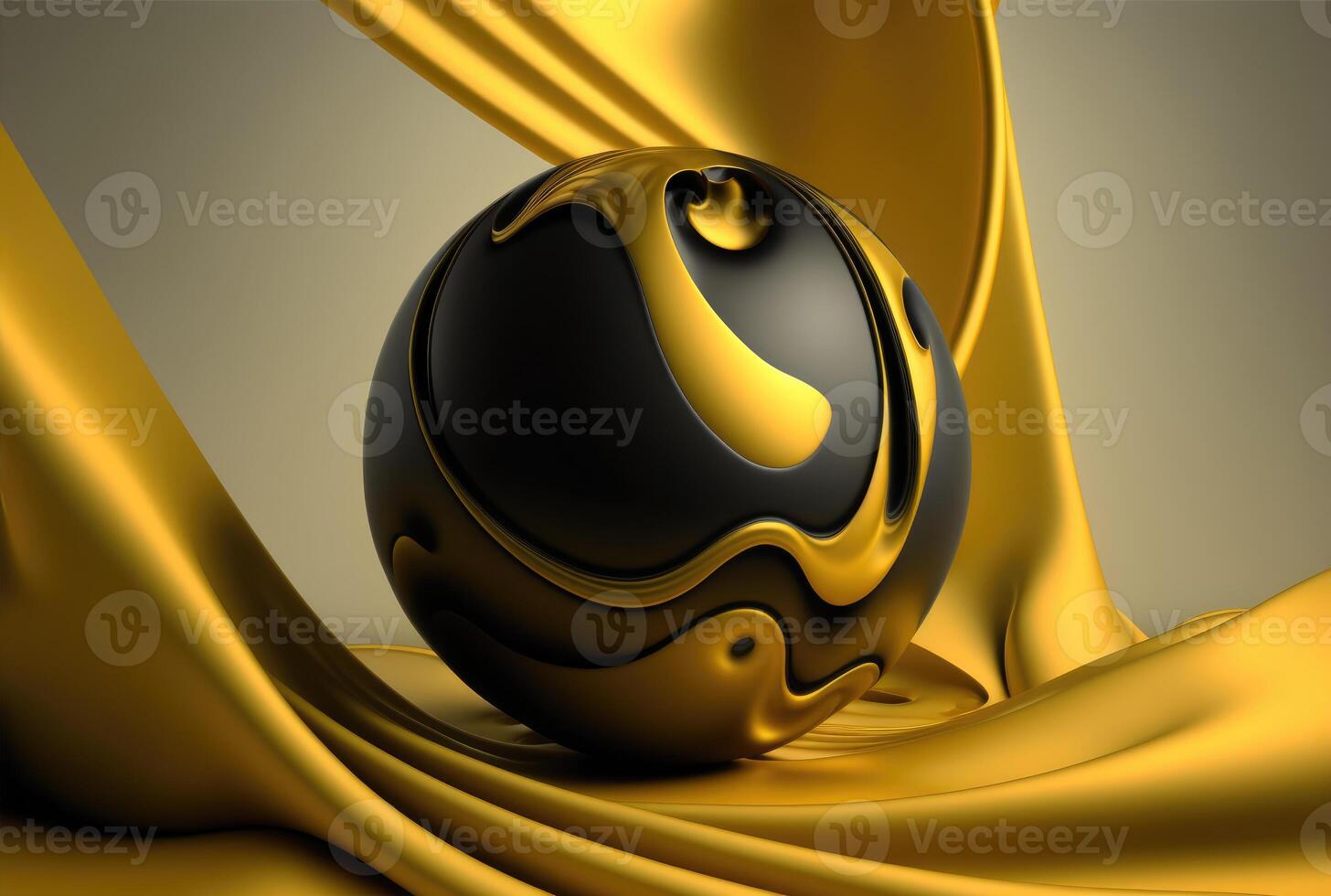 amarelo suave seda e esfera com líquido padronizar fundo. generativo ai foto