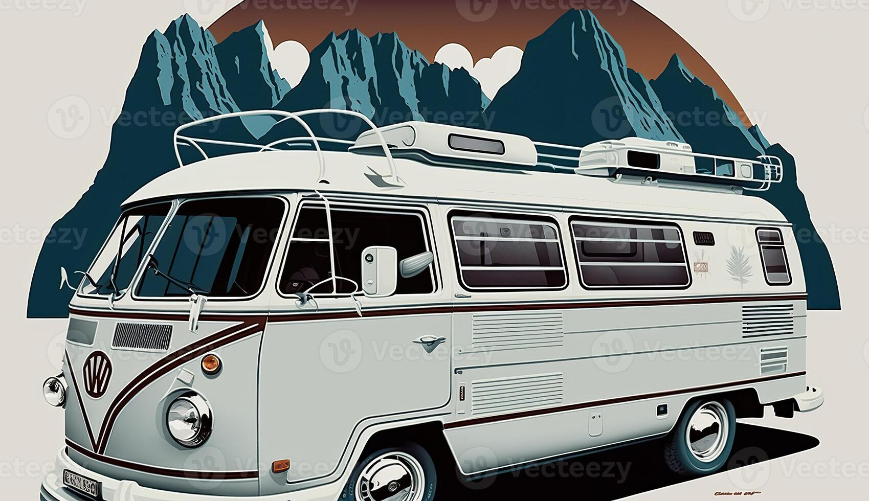 ai gerado. generativo ai. vintage retro campista rv casa caminhão. aventura viagem viagem motivacional poster. pode estar usava para decoração e inspiração. gráfico arte foto