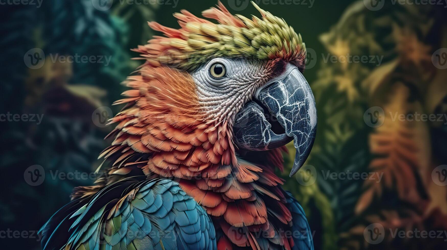 ai gerado. generativo ai. realista papagaio pássaro. pode estar usava para decoração. gráfico arte ilustração. foto
