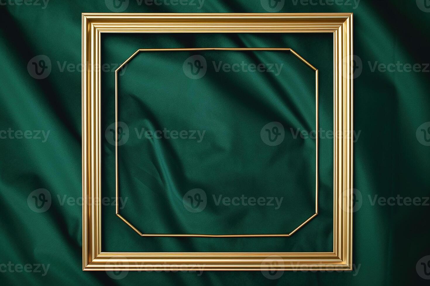 dourado quadro, Armação em verde fundo. ai gerado foto