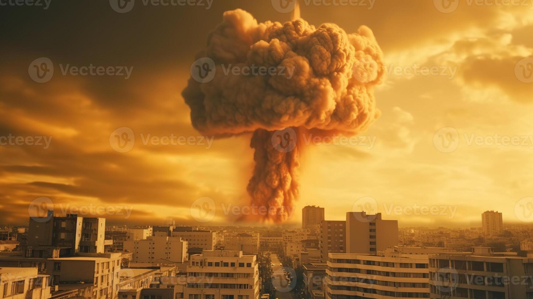 a apocalipse desencadeado, maciço nuclear bombear explosão. generativo ai foto