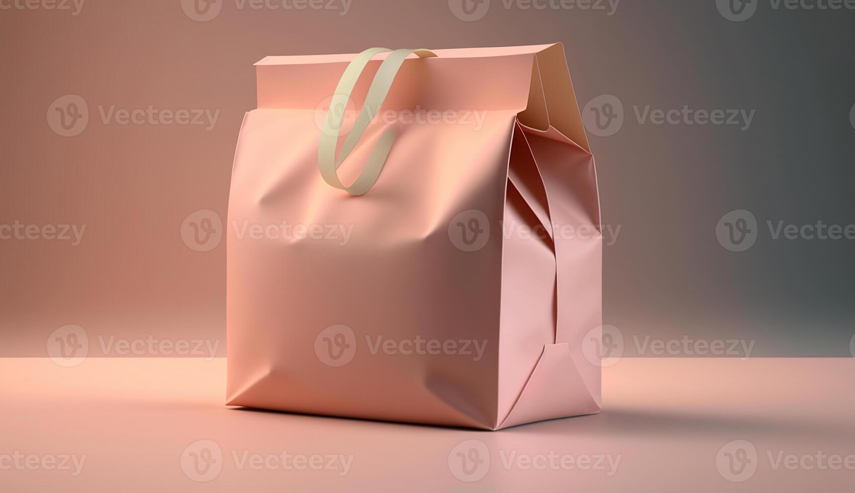 papel saco eco 3d ilustração isolado rosa, generativo ai foto