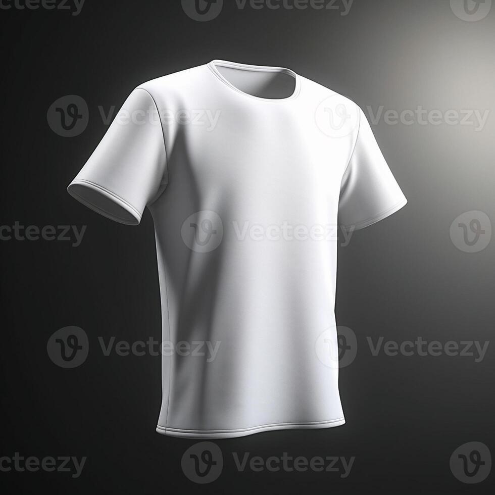 branco camiseta brincar isolado em cinzento fundo. 3d Renderização ai gerado obra de arte foto