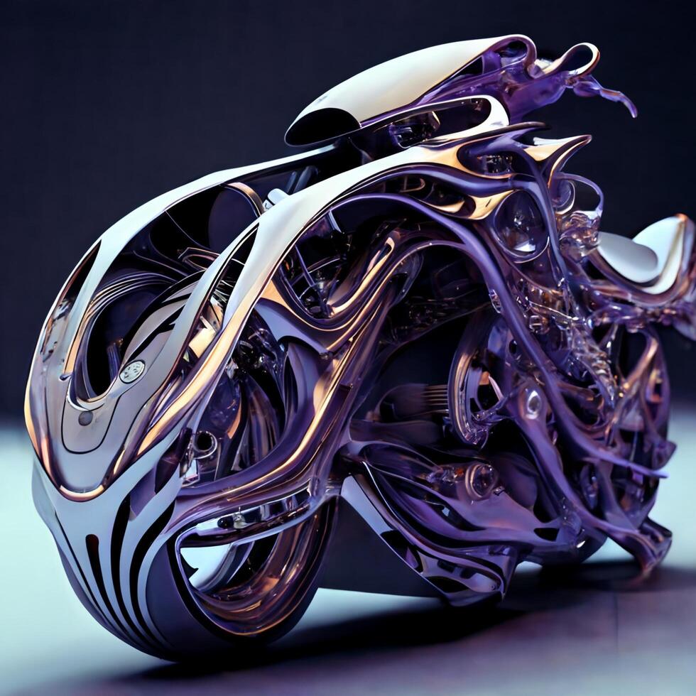 futurista abstrato fantasia biomecânico motocicleta. generativo ai foto