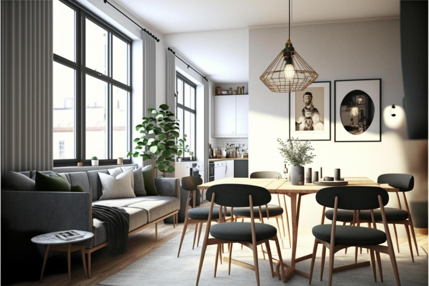interior Projeto do moderno escandinavo apartamento. generativo ai foto