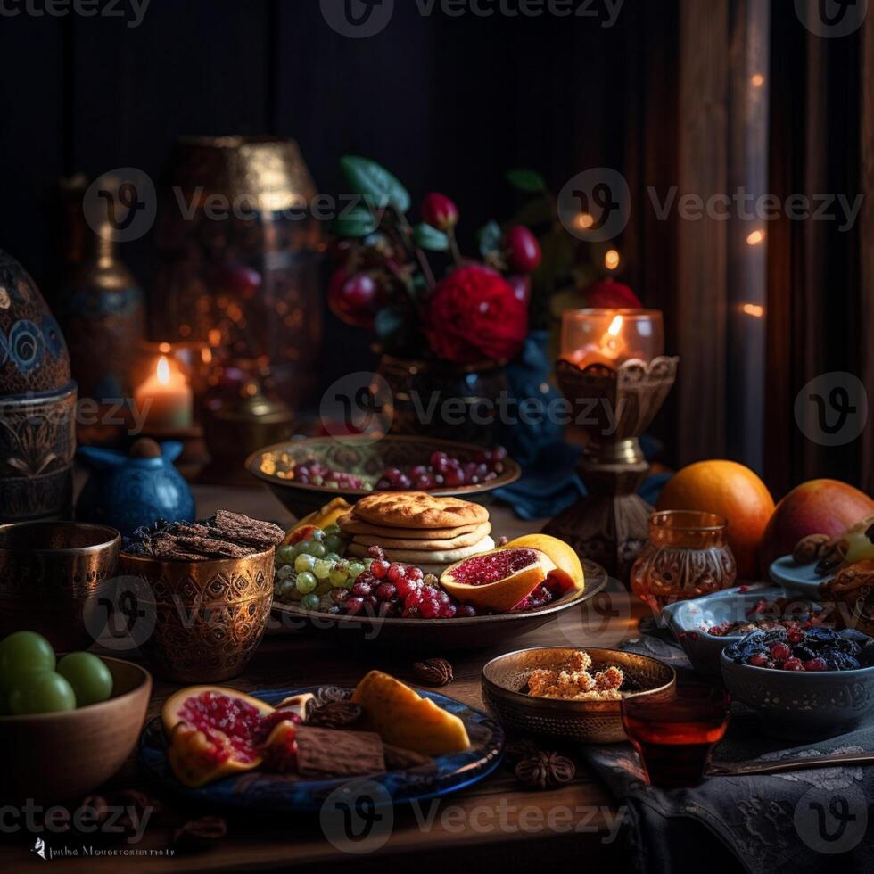 Comida em iftar Ramadã mês ai generativo foto