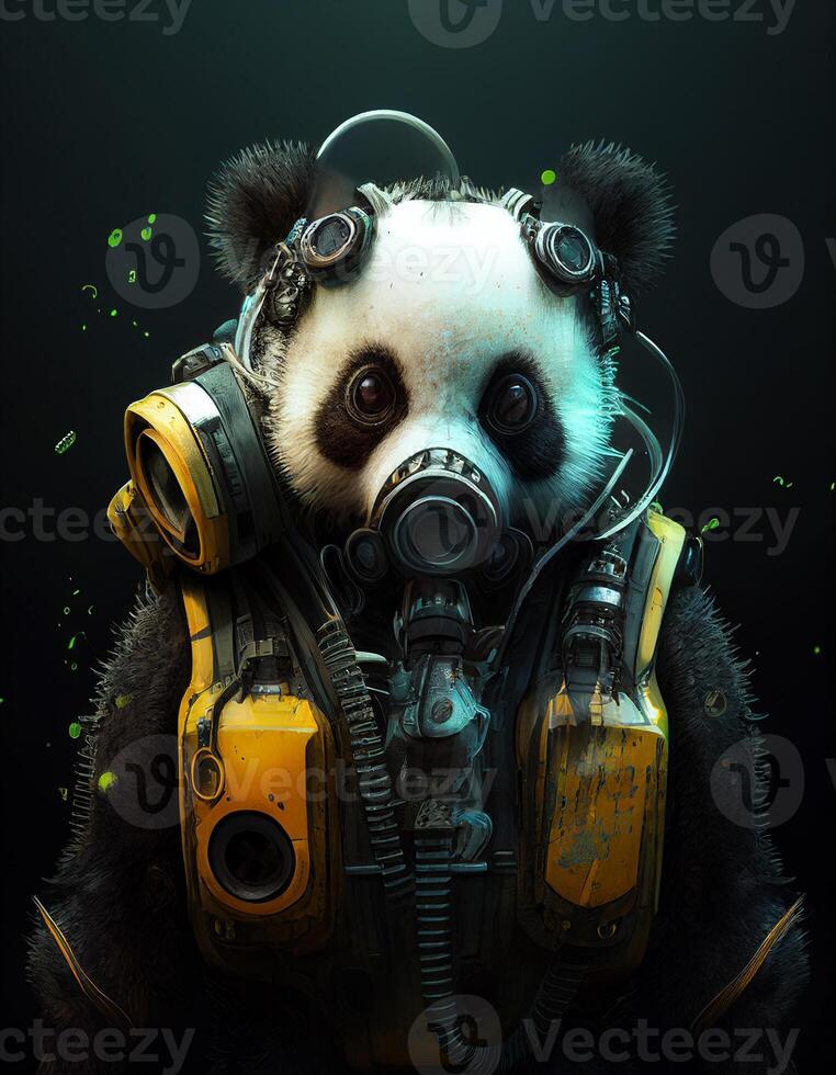 cyberpunk panda vestindo respirando aparelho criada com ai Ferramentas foto