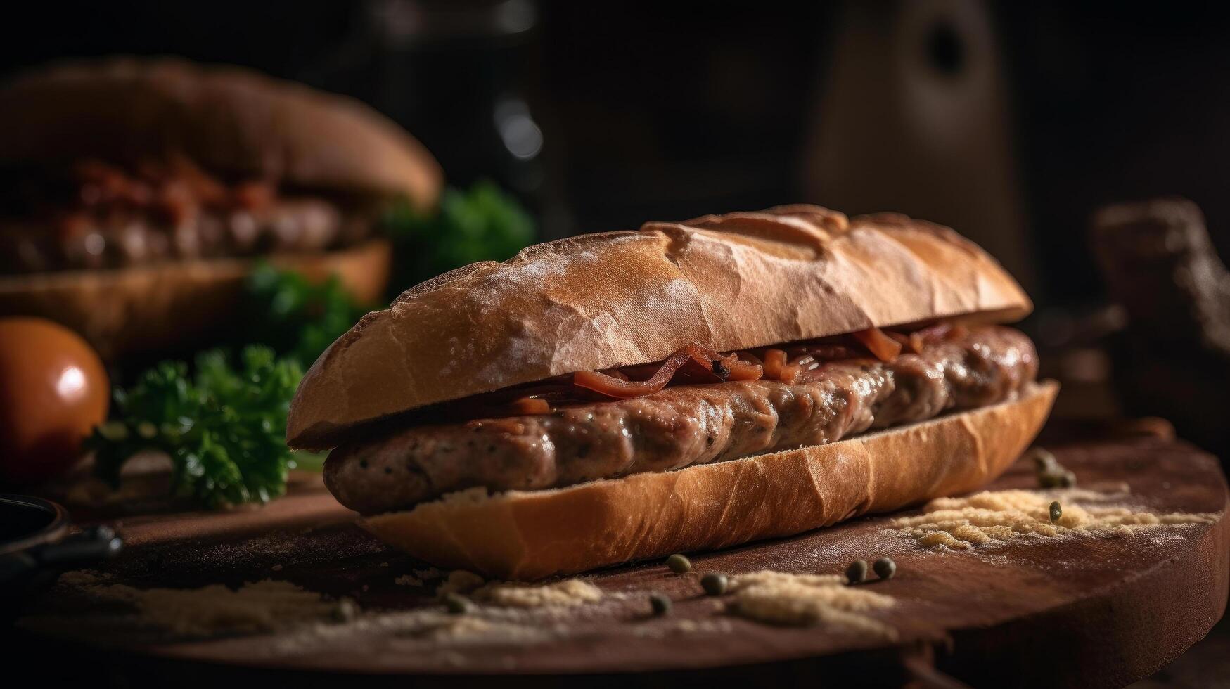 Argentino linguiça sanduíche ilustração ai generativo foto