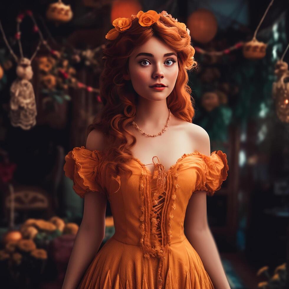 uma jovem menina vestido acima gostar uma lindo Princesa generativo ai foto