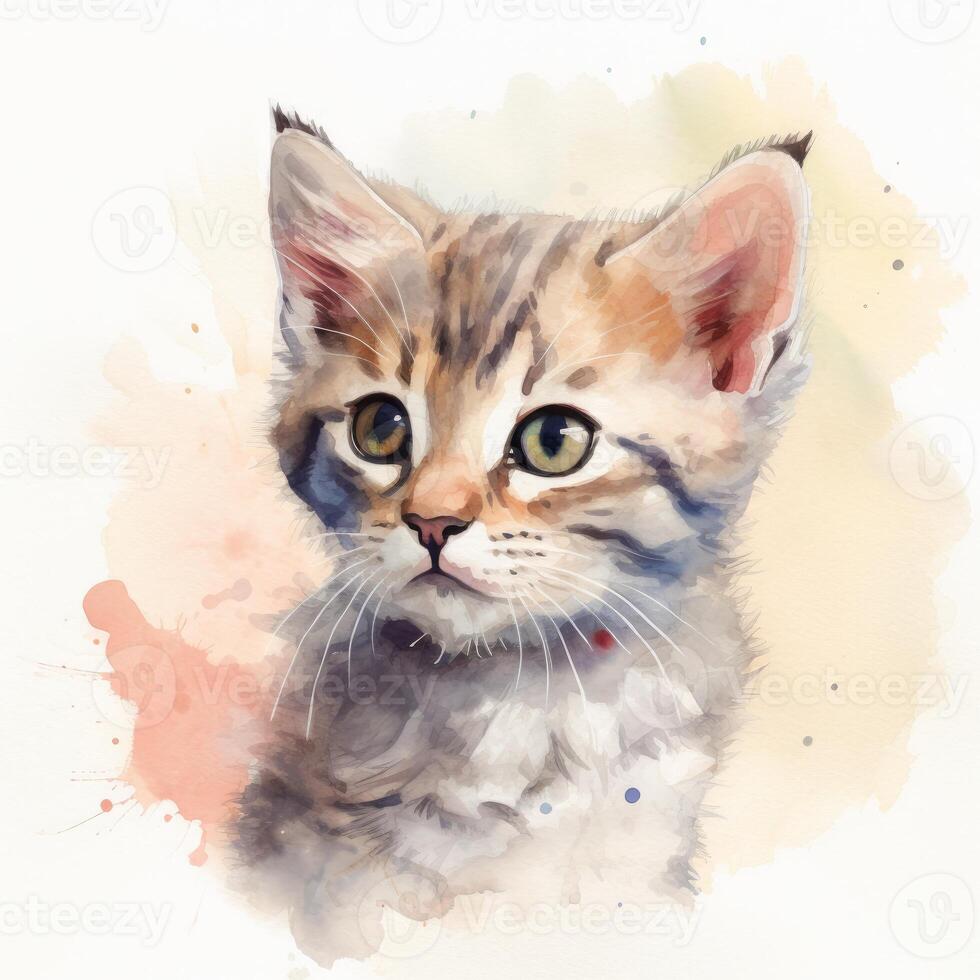 uma aguarela ilustração pintura do uma gatinho generativo ai foto