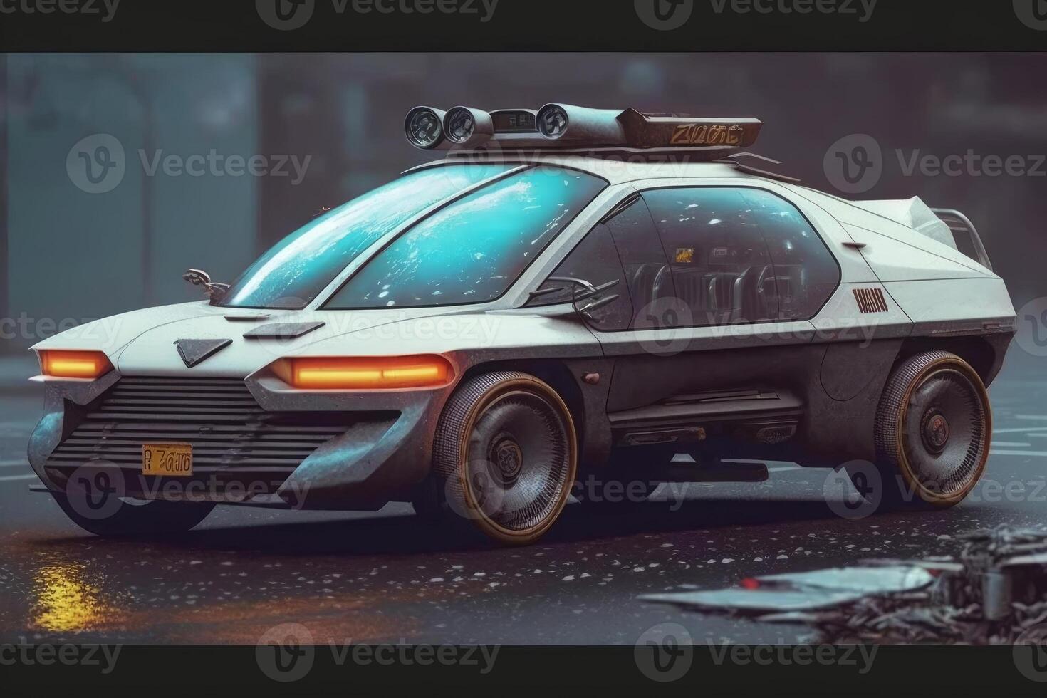 uma Ciência ficção cyberpunk mini carro do Novo tecnologia generativo ai foto