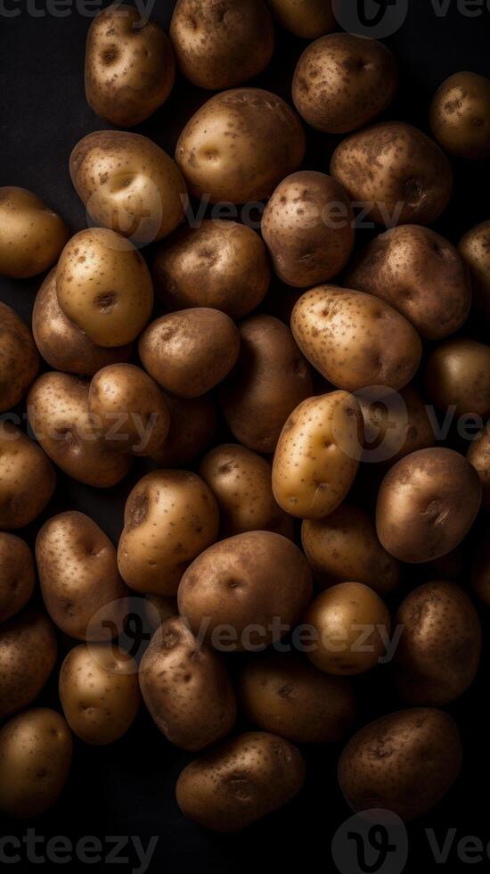 uma muitos do batatas desatado fundo visível gotas do água generativo ai foto