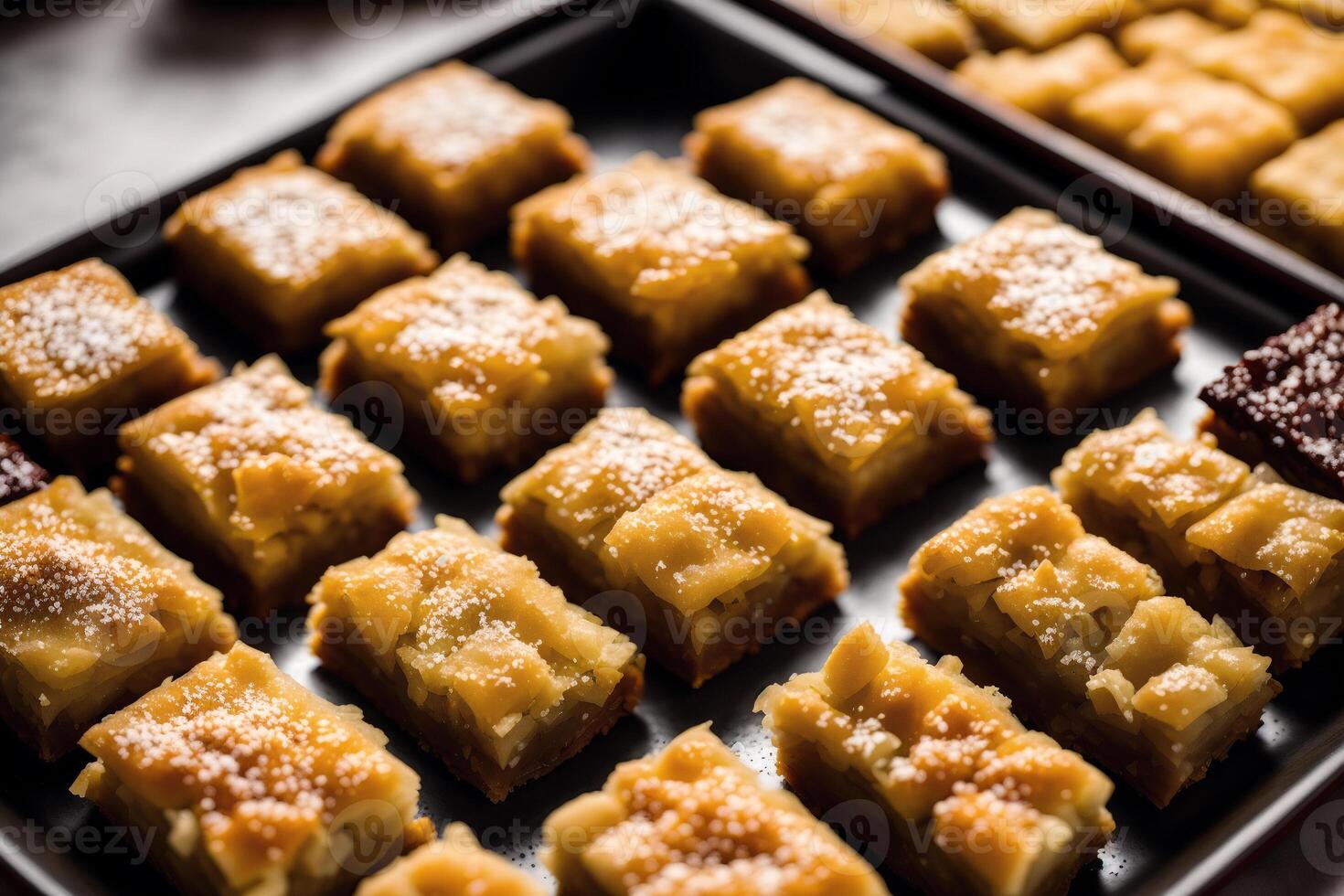 tradicional turco sobremesa baklava com caju, nozes. caseiro baklava com nozes e mel. generativo ai foto